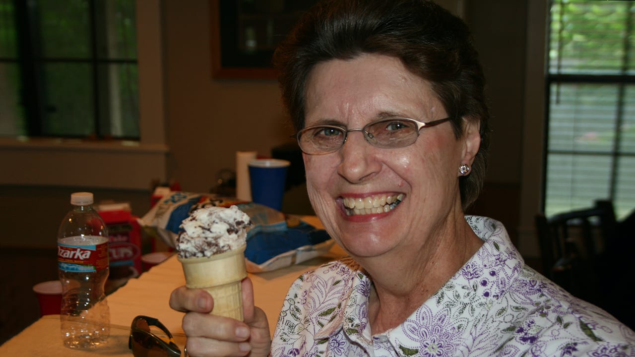 Trish with an ice cream cone